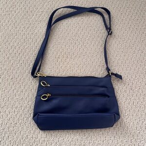 Nathalie Andersen - Navy Blue Shoulder Bag With Gold Accents